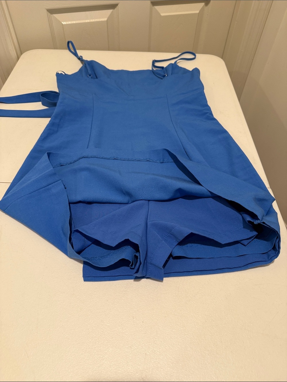 Zara Cobalt Blue Wedding Guest Mini SKORT Cutout Side Tie Spaghetti Strap S - Picture 14 of 16